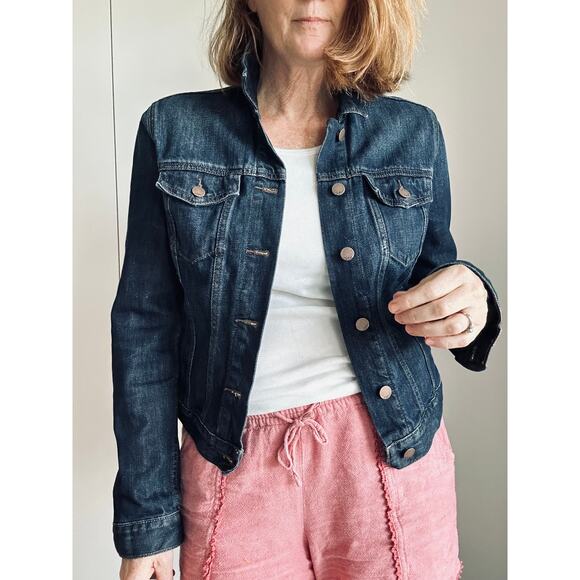 Y2K Gap Denim Jacket classic Dark Wash Fall Staple Cotton Unisex - Picture 7 of 8